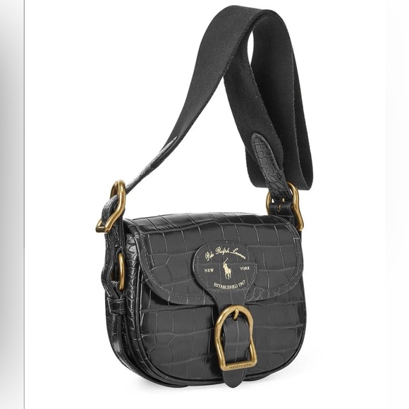 Polo Ralph Lauren Handbags - Polo Ralph Lauren - Black Croc Small Hutton Bag